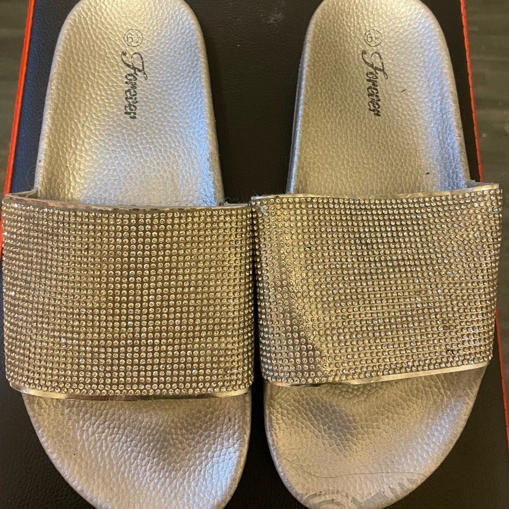Sparkly slip on sandals
